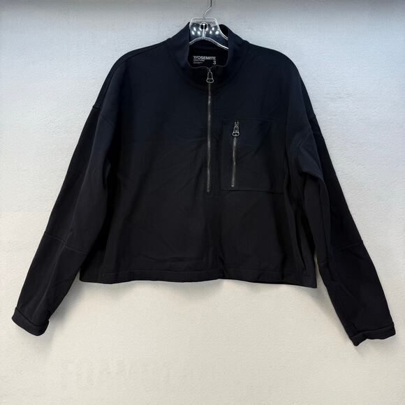 Y/osemite James Perse Performance Pullover Womens 3 (L) Black Half Zip Crop - Picture 1 of 11
